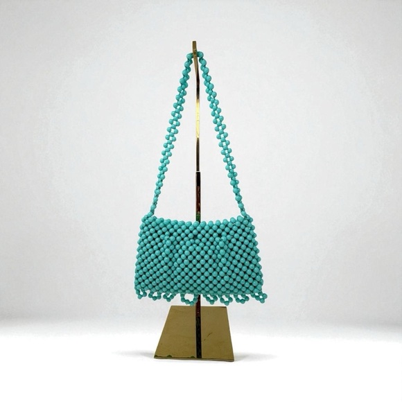 prentice Handbags - Prentice Vintage Made in Italy Turquoise Beaded Shoulder Bag Purse Handbag